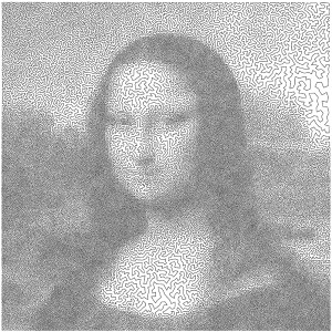 Leonardo da Vinci's Mona Lisa as a 100,000-city instance of the traveling salesman problem. (Illustration: Robert Bosch)