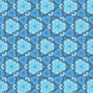 Figure 6. A wallpaper pattern with three-fold rotational symmetry, created through Farris’s sine-wave method. (Illustration: Frank Farris)