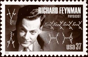 The iconic 20th century physicist Richard Feynman invented a method for calculating probabilities of particle interactions using depictions of all the different ways an interaction could occur. Examples of “Feynman diagrams” were included on a 2005 postage stamp honoring Feynman.