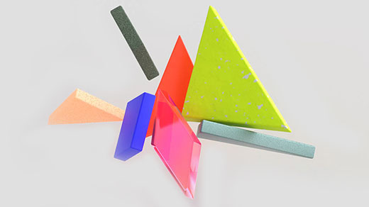 Animation showing two sets of tangrams cycling between identical squares and different shapes.