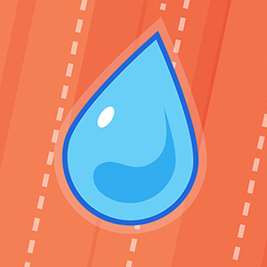 water molecules, droplets and a wave