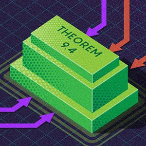 Illustration of colorful flowchart using raised blocks against a black background