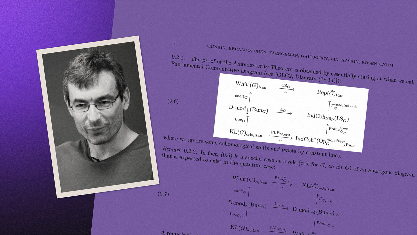 A photo of a man next to a proof