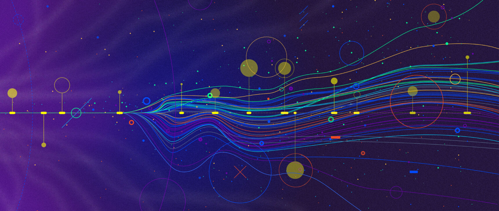 Particles and lines converging