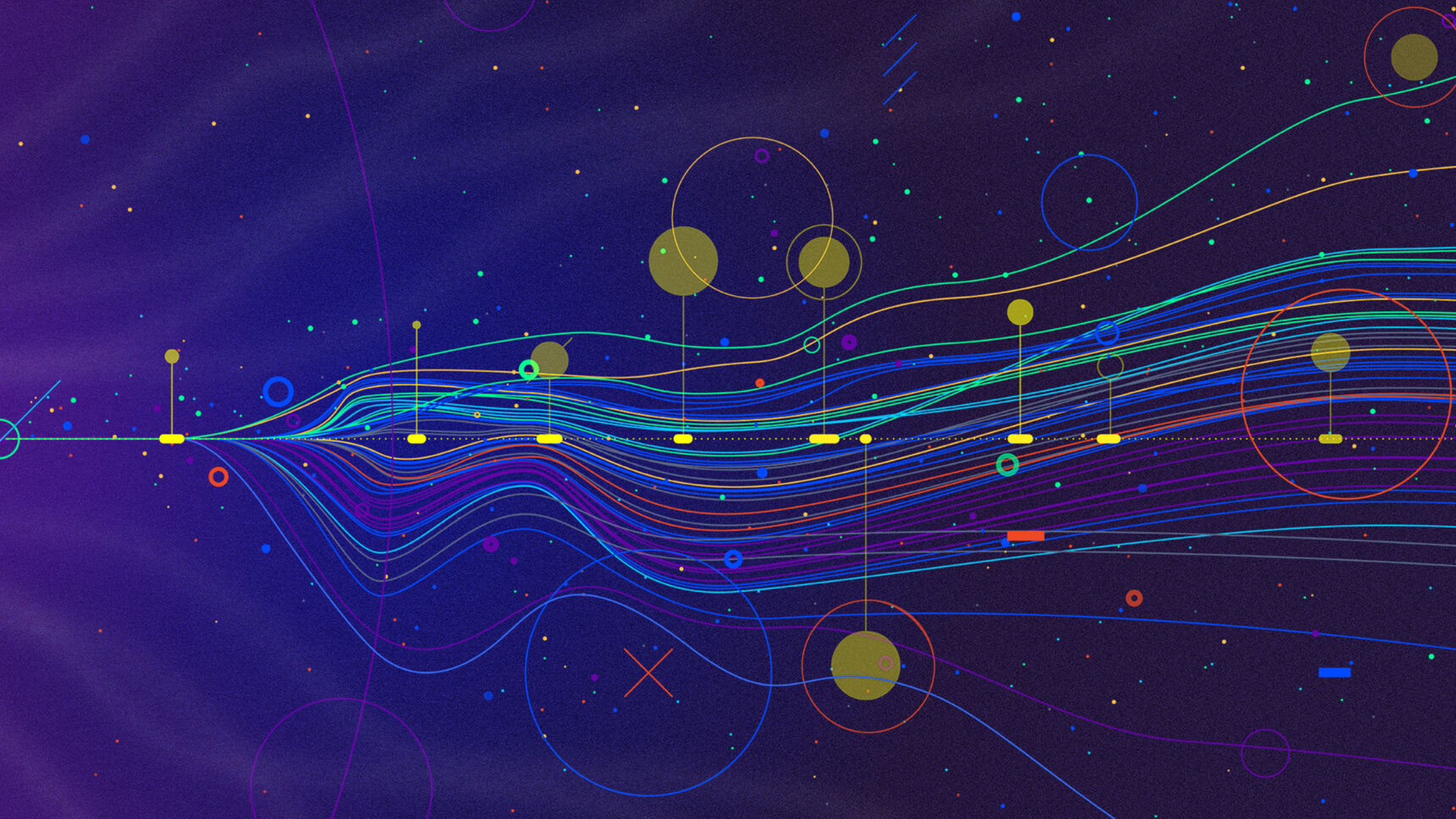 Particles and lines converging