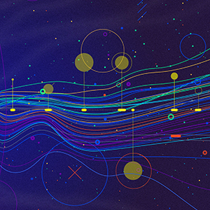 Particles and lines converging