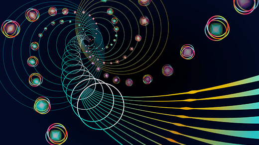 Abstract shapes and lines depicting string theory