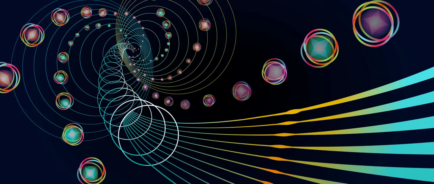 Abstract shapes and lines depicting string theory