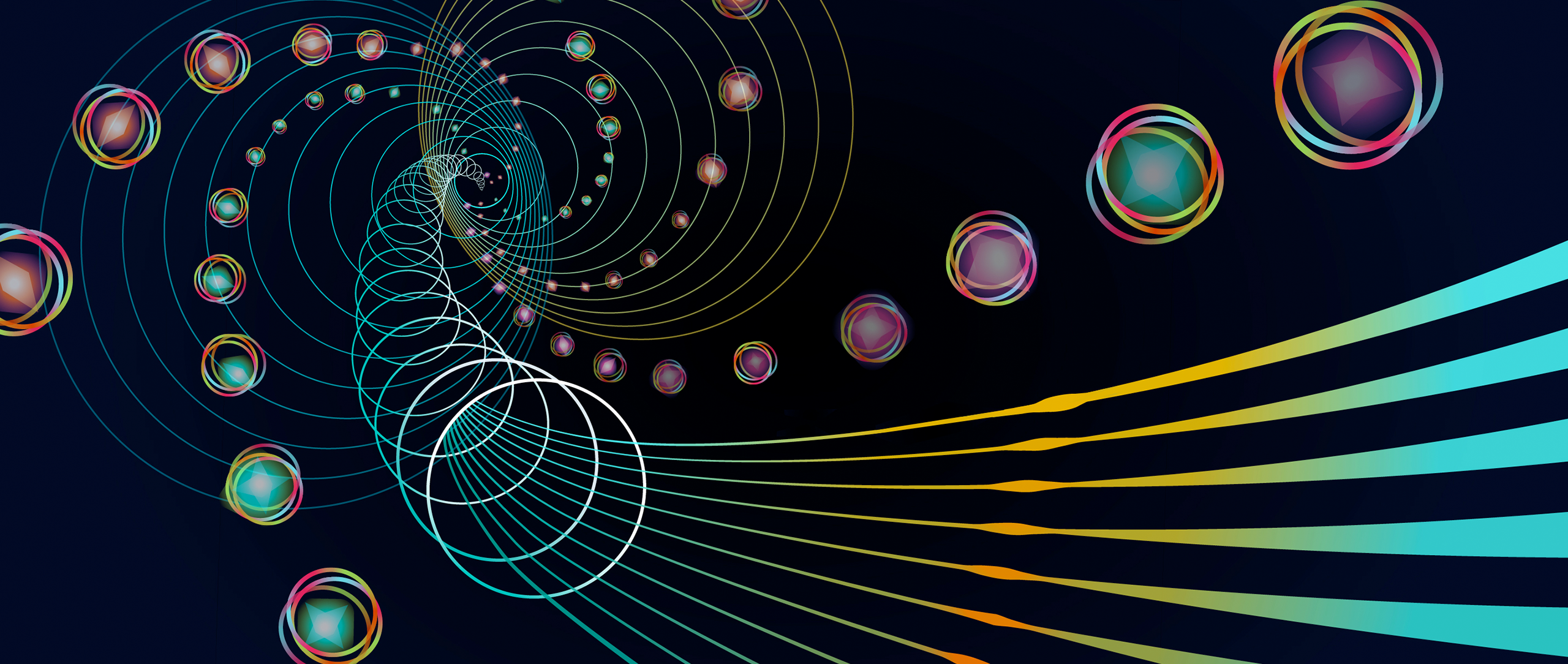 Abstract shapes and lines depicting string theory