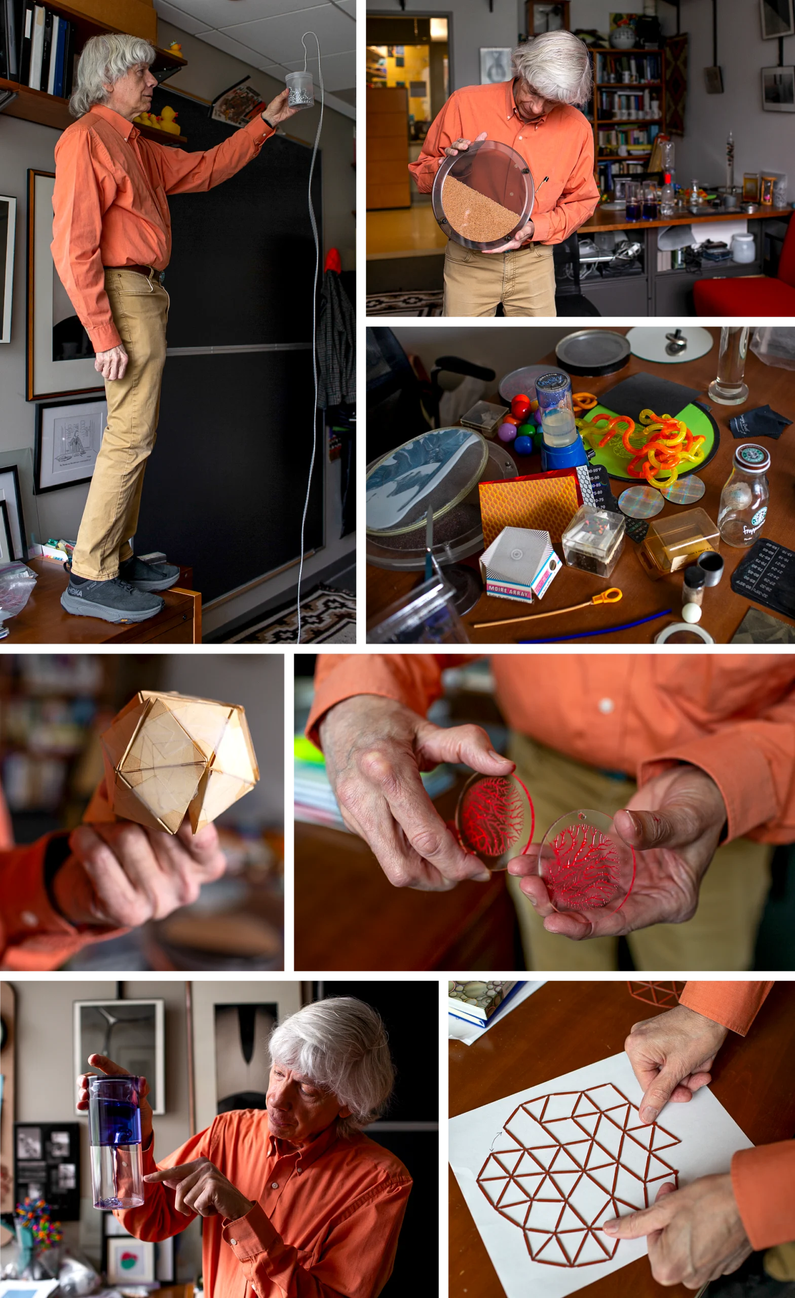 Nagel plays with a variety of toys in his office.
