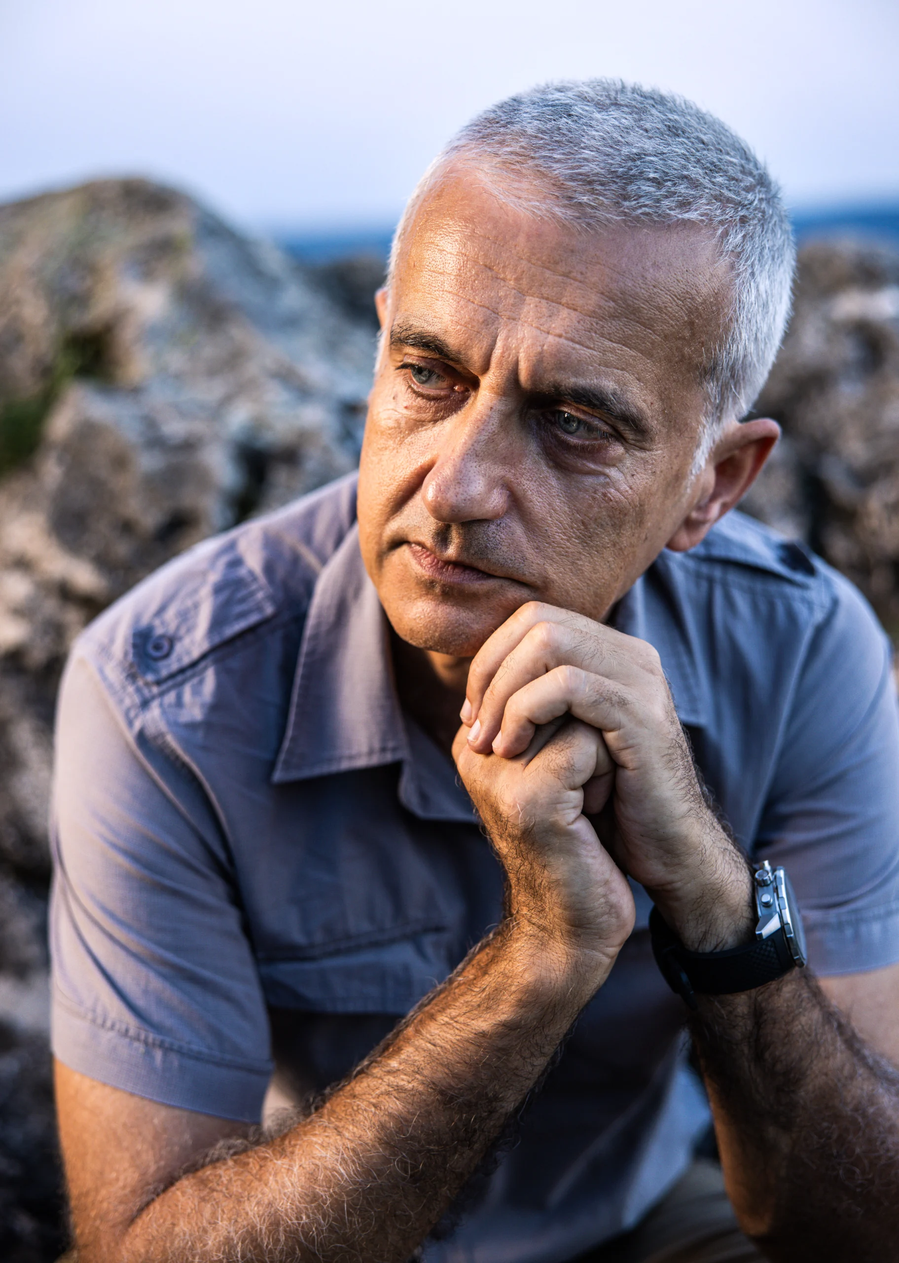 A gray-haired man.