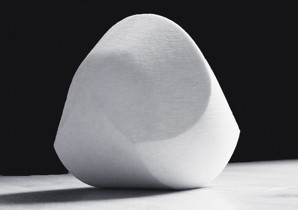 White shape with rounded sides.