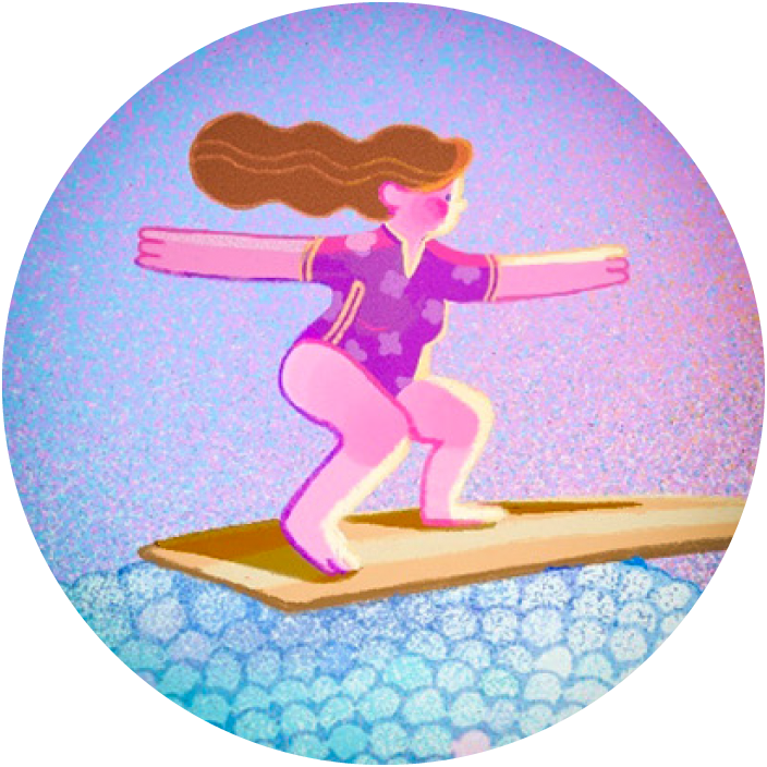 A woman surfing