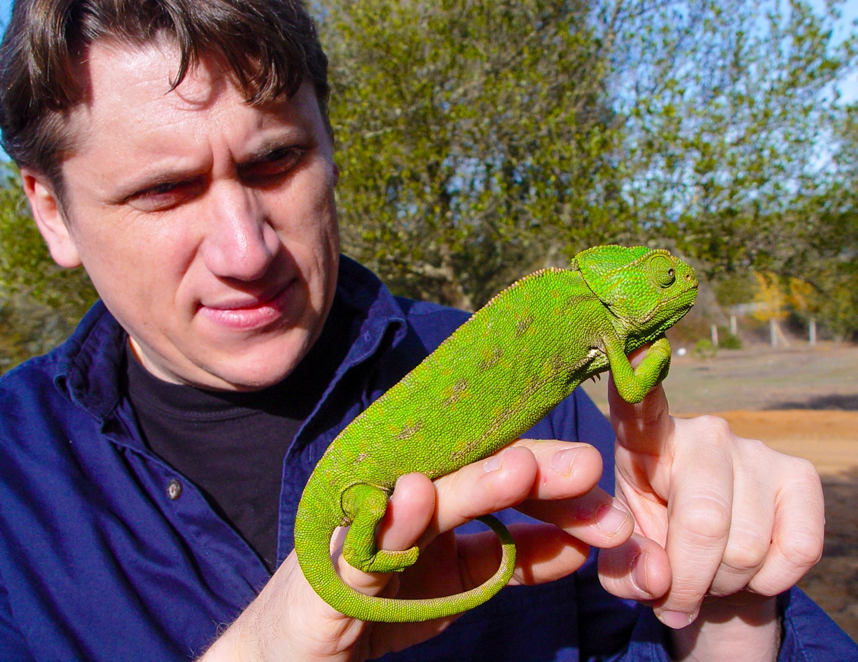John Wiens holds a lizard