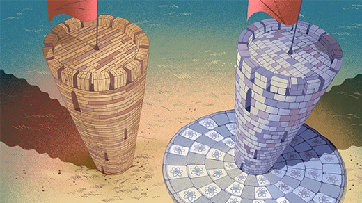 An illustration of two towers.