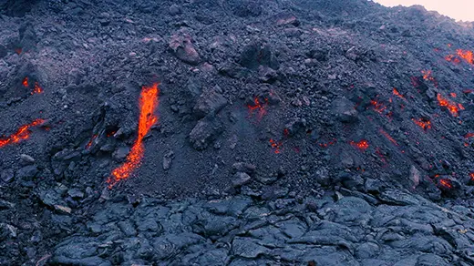 A video of lava flowing slowly.