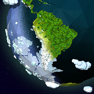 A model of Earth with half of it covered in ice