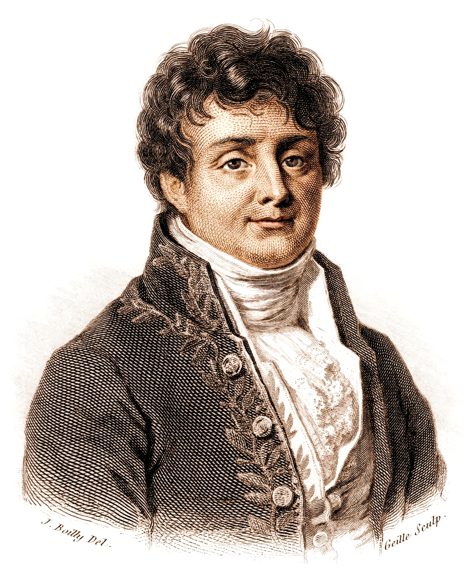 Illustrated portrait of a man in a coat.