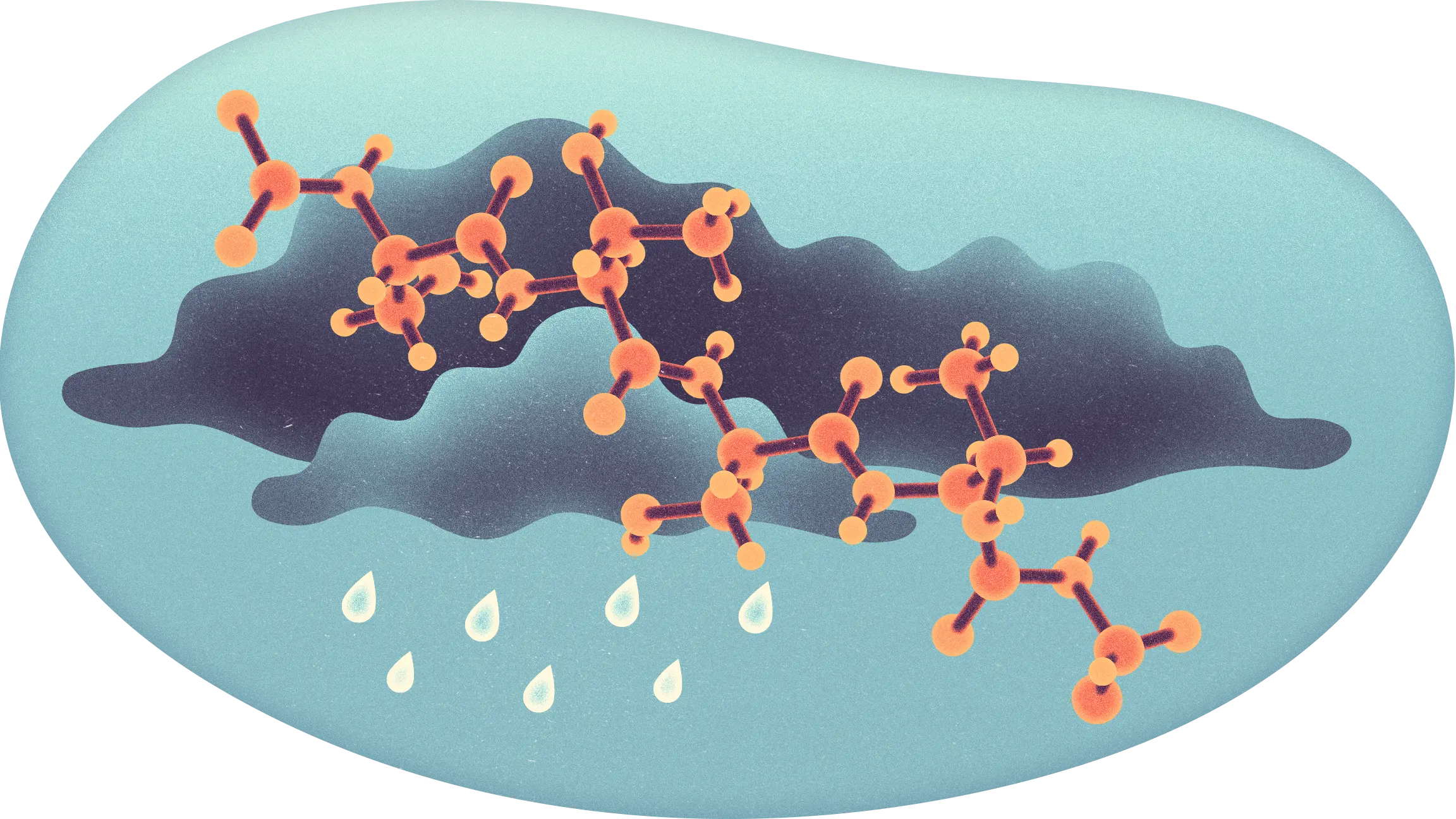Molecules in a raining storm cloud