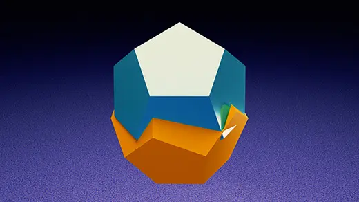 A blue shape passing through a yellow version of itself