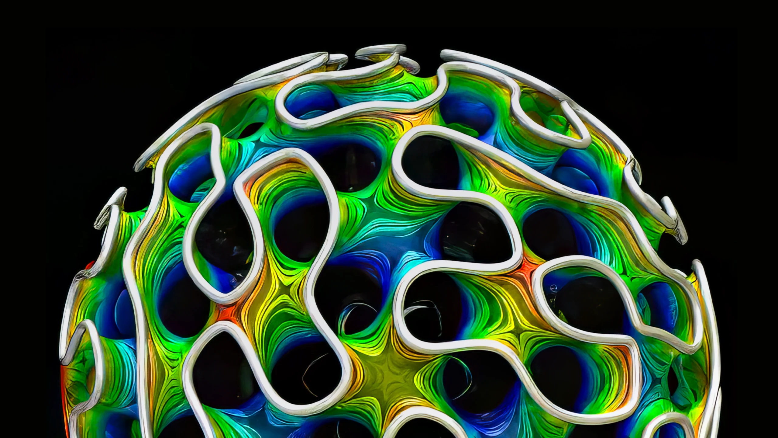 A complicated surface that looks like a loofah.