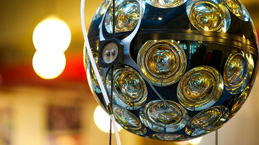 a spherical glass vessel containing photomultiplier tubes