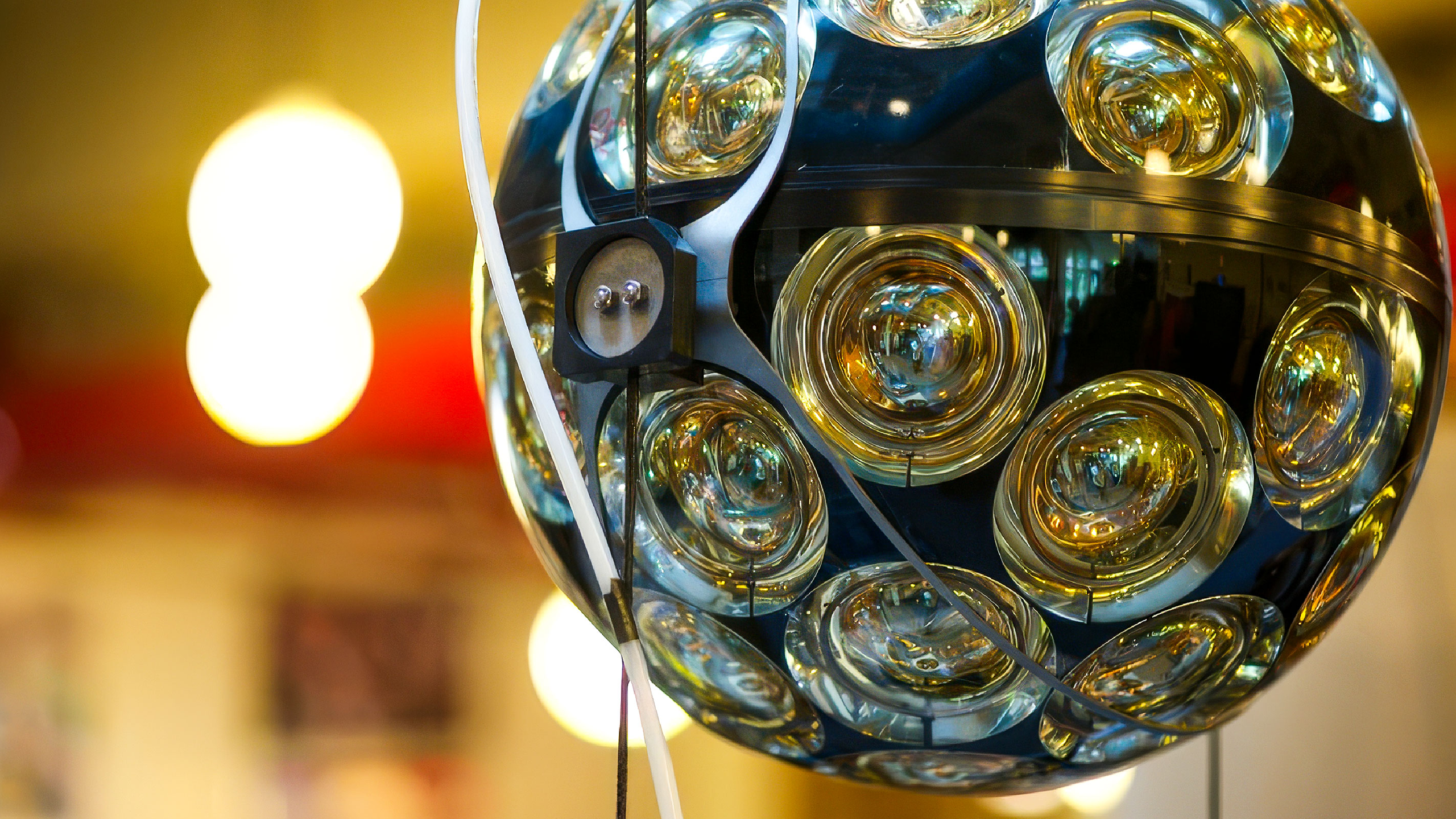 a spherical glass vessel containing photomultiplier tubes