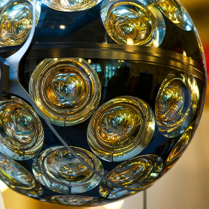 a spherical glass vessel containing photomultiplier tubes