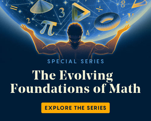 A man holding up a globe full of math symbols like Atlas