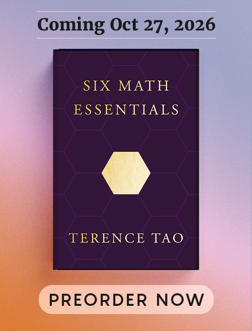 A Quanta Books ad displaying the book "Six Math Essentials" by Terry Tao