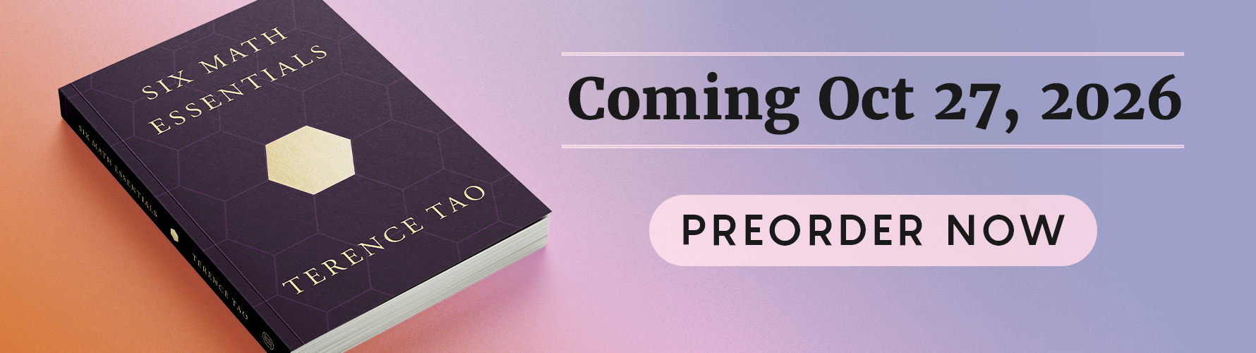 A Quanta Books ad displaying the book "Six Math Essentials" by Terry Tao