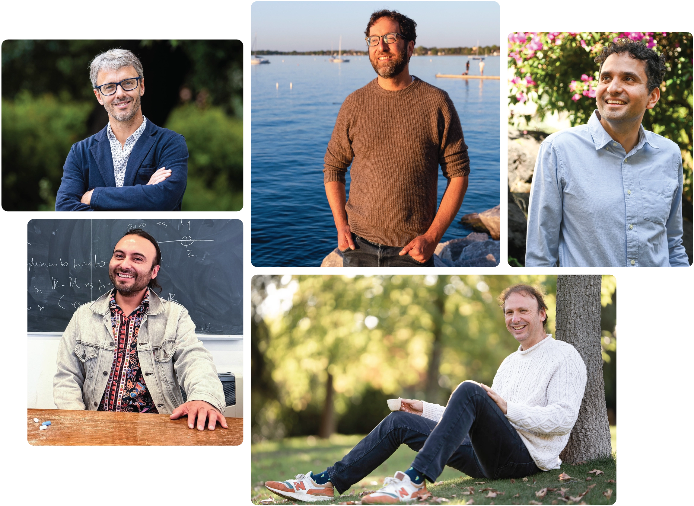 Portraits of five mathematicians.