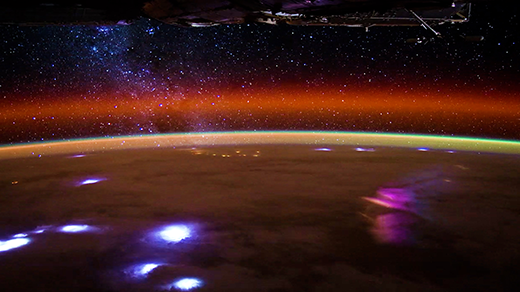 A view of lightning storms from space