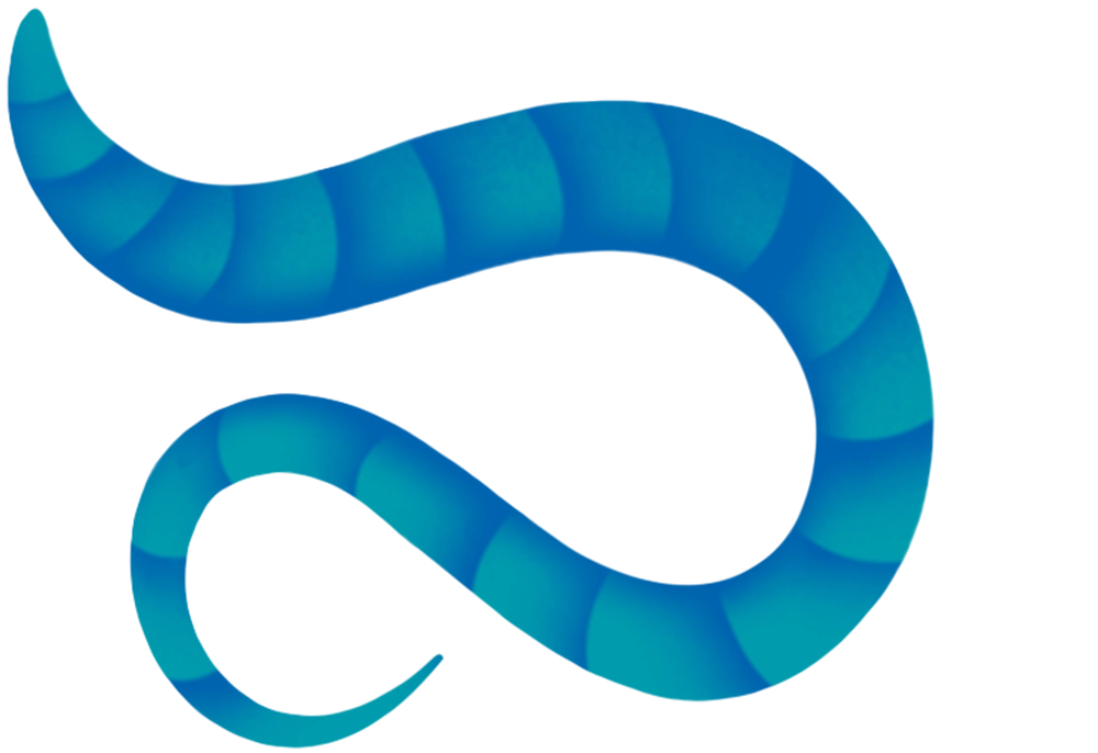a blue worm illustration
