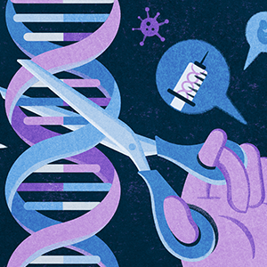 scissors cutting a dna strand
