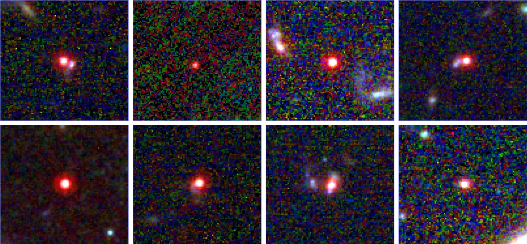 A grid showing little red dots imaged by JWST