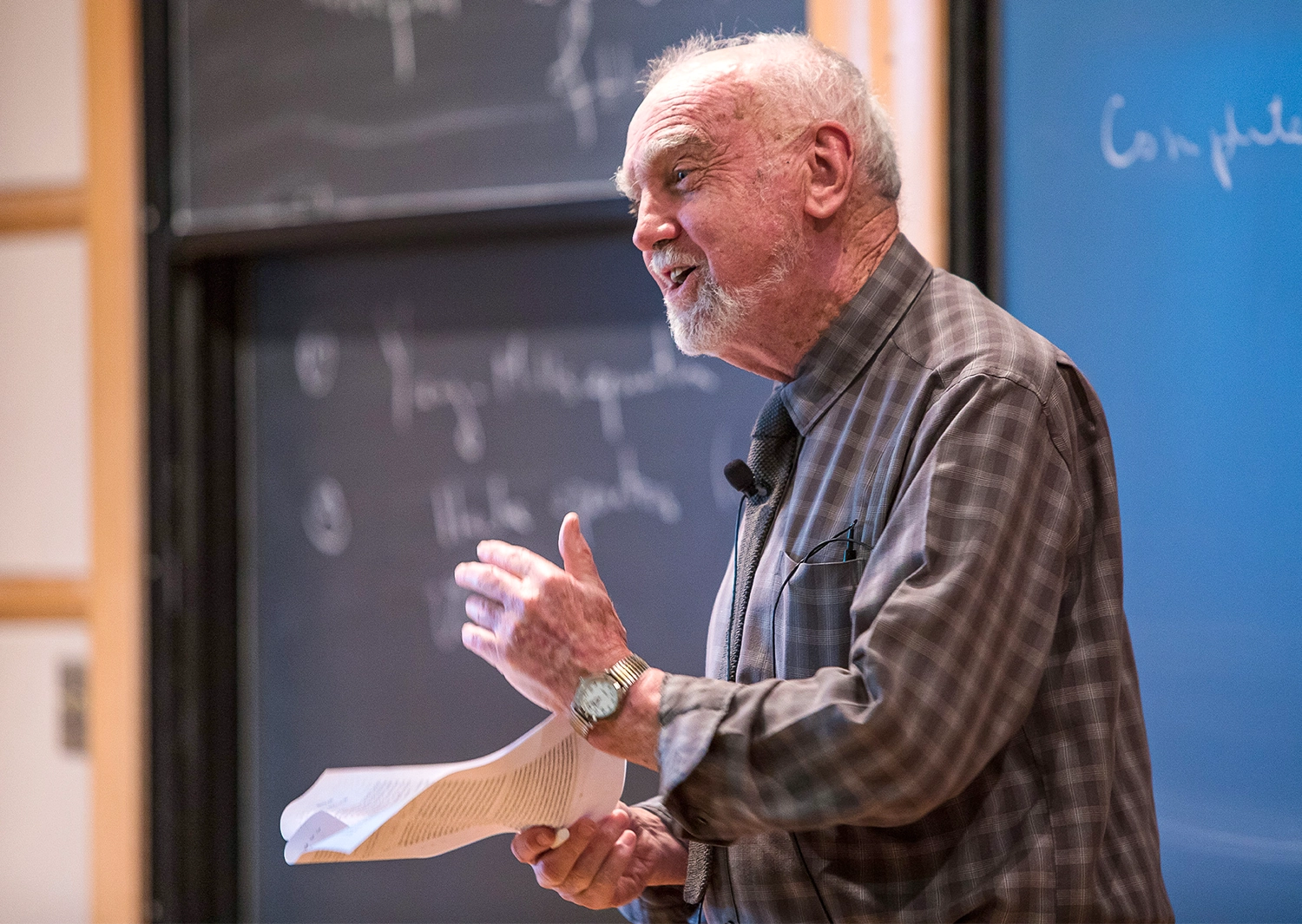 Mathematician Robert Langlands giving a talk.